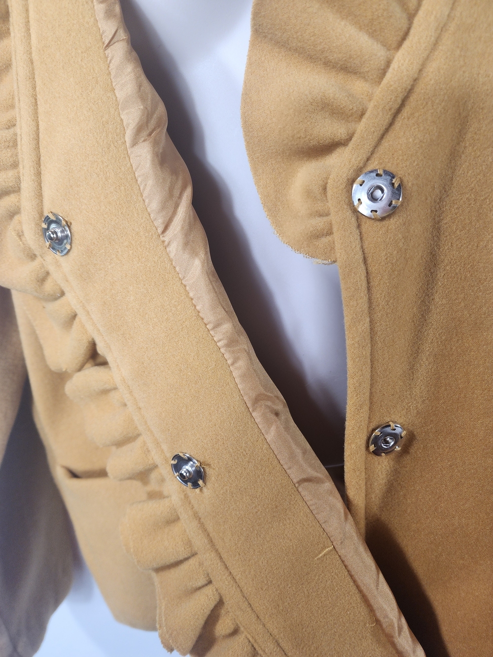 Womens Ruffled Front Jacket - Mustard - Picture 5 of 10
